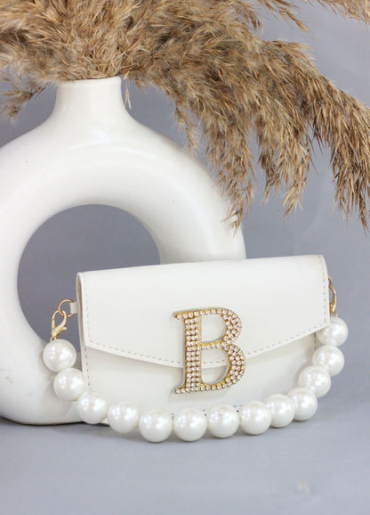 White cash & Card holder Sling with initial