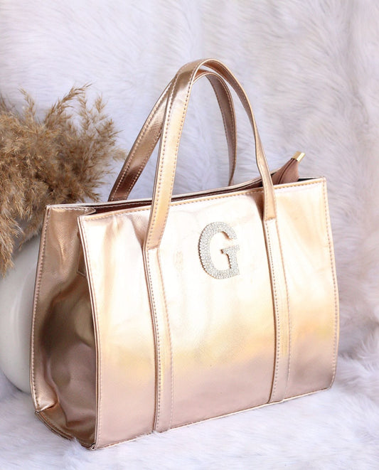 Classic rose gold METALLIC tote bag