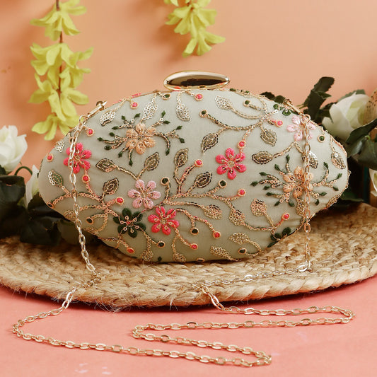 Designer Boat Shape Fabric Clutch