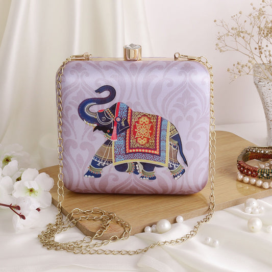 Royal elephant printed clutch