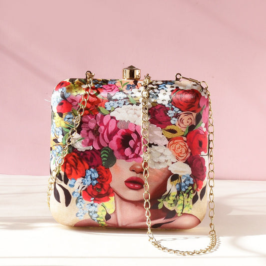 Flower girl printed clutch