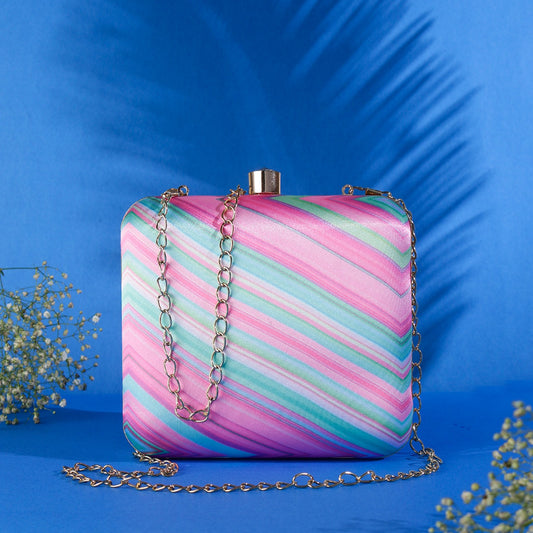 Stripe candy printed clutch