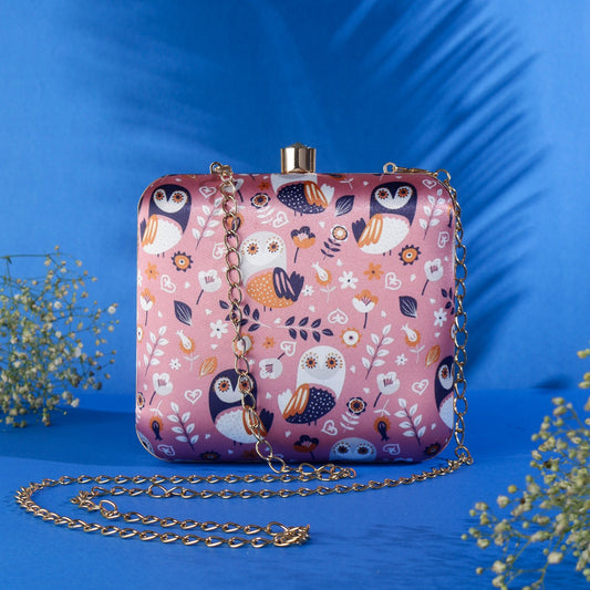 For the love of owl printed clutch