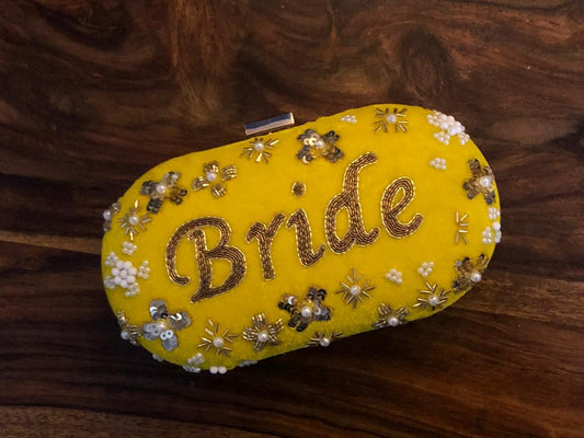 BRIDE embroidery name oval clutch