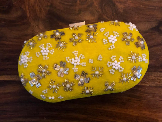 BRIDE embroidery name oval clutch