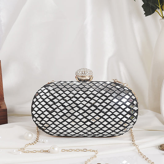 Designer Oval Clutch With Mirror Work
