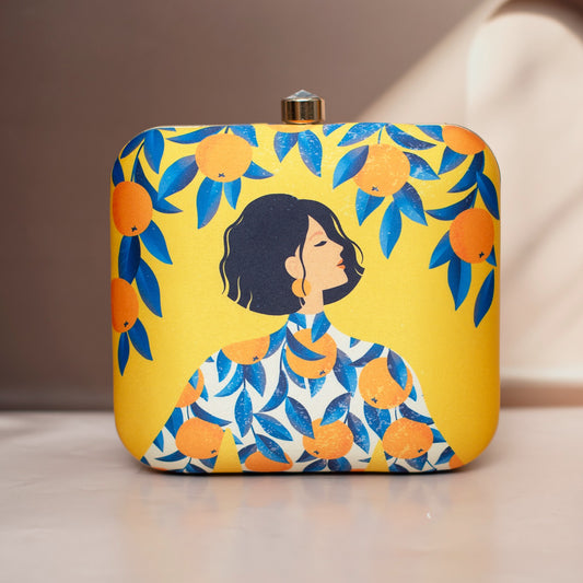 Yellow floral girl printed clutch