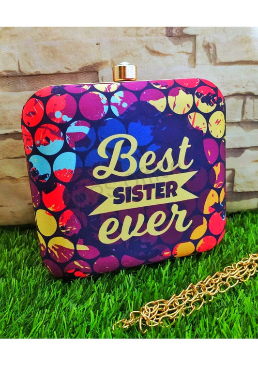 Printed fabric square clutch - Loving sister series