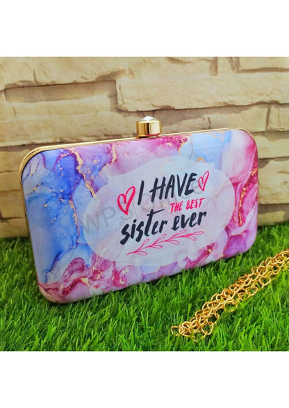 Printed fabric rectangle clutch - Loving sister series