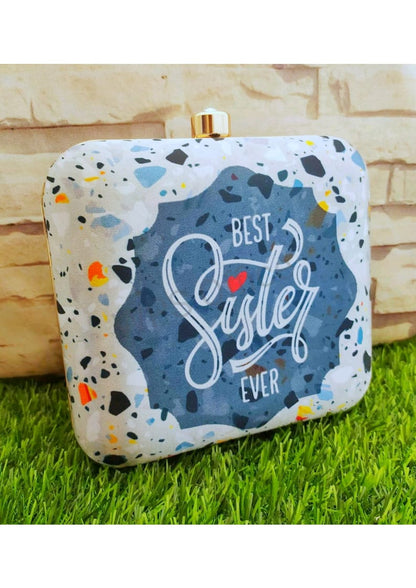 Printed fabric square clutch - Loving sister series