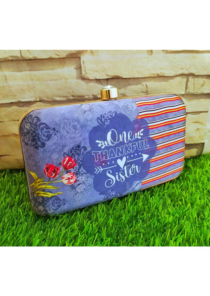 Printed fabric rectangle clutch - Loving sister series