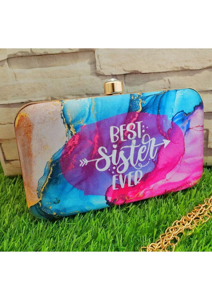 Printed fabric rectangle clutch - Loving sister series