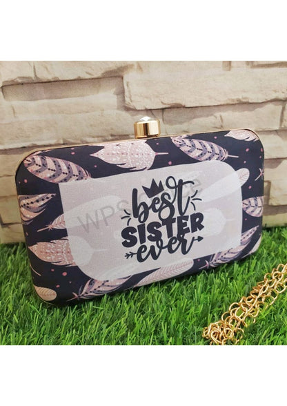 Printed fabric rectangle clutch - Loving sister series