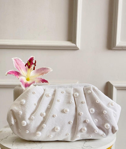 Denim CLOUD bag with pearl work