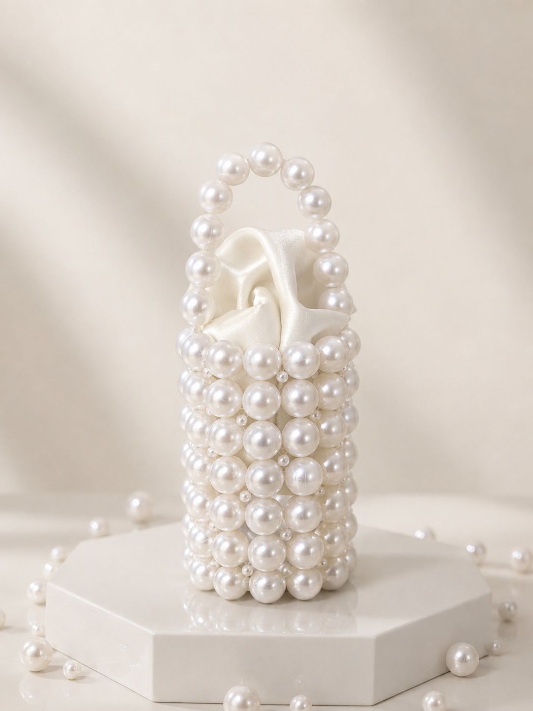 Pearl-fectly Yours - Handcrafted Luxury Beaded Pearl Bucket Bag