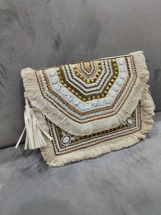 White boho bag with frill