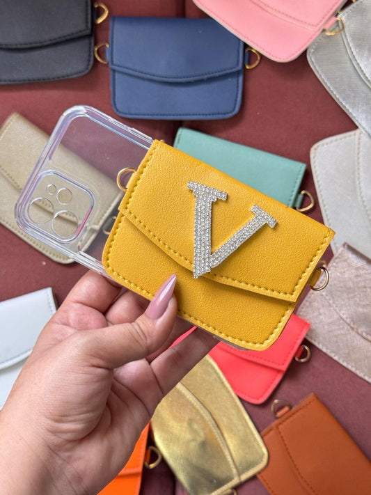 Personalized Phone case & Card holder sling - Yellow