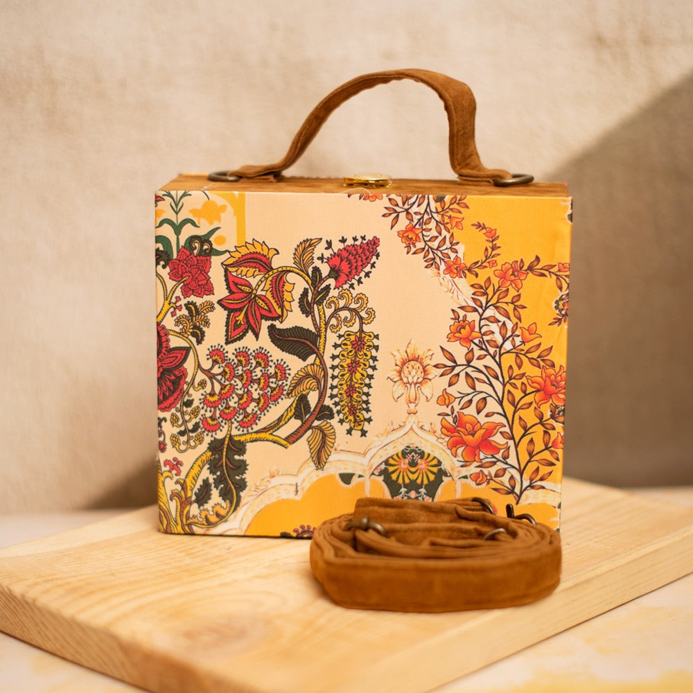 Printed Suitcase Pattern Clutch Bag