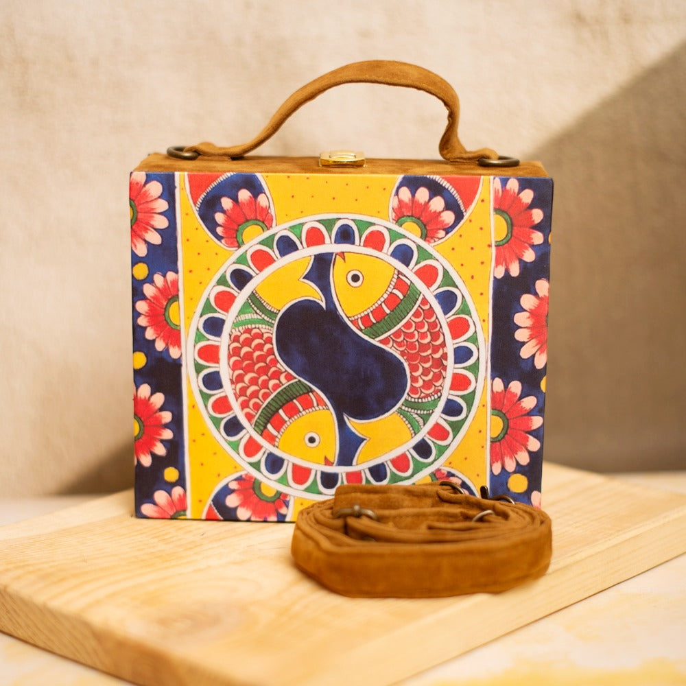 Printed Suitcase Pattern Clutch Bag