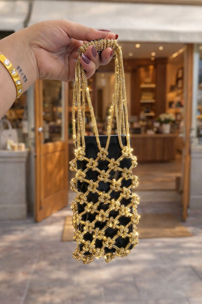 STARRY NIGHT handcrafted rhinestone knot phone bag