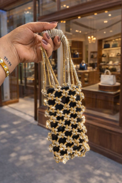 STARRY NIGHT handcrafted rhinestone knot phone bag