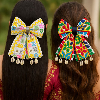 Handcrafted Hair Bow Clips - Garba & Dandiya nights special