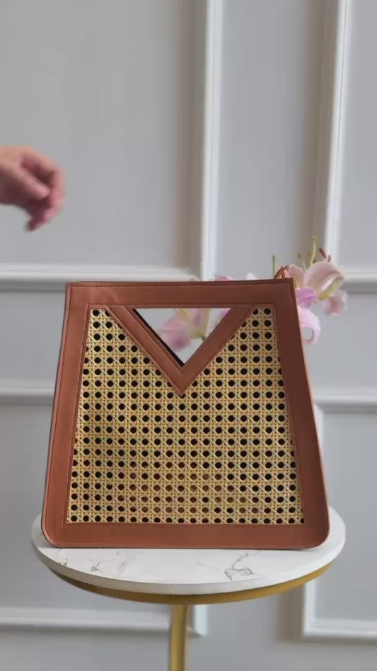 Classic Cane & Modern Silhouette V CUT Handbag