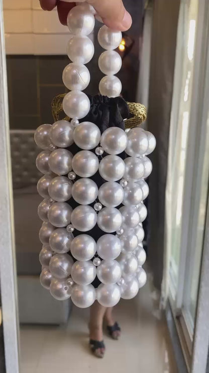Pearl-fectly Yours - Handcrafted Luxury Beaded Pearl Bucket Bag