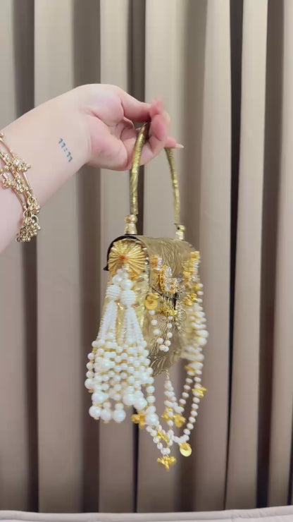 Nazraana Golden Brass Bag