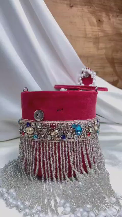 Bucket bag with crystal work