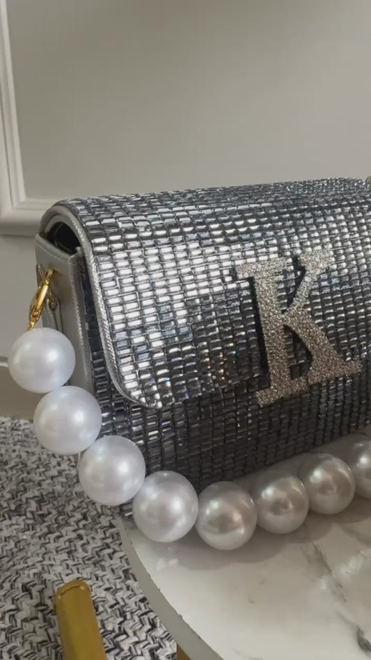 MINI RHINESTONE METALLIC FLAP BAG