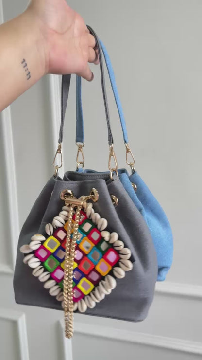 Garba nights denim bucket bag