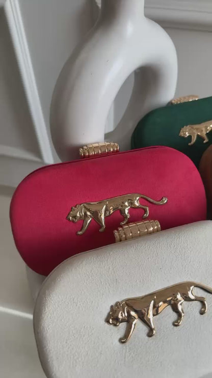Jaguar Metal Embellished Suede Covering Clutch bag