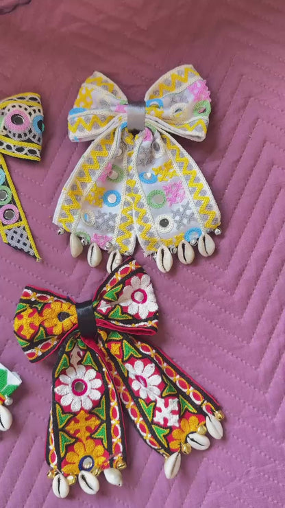 Handcrafted Hair Bow Clips - Garba & Dandiya nights special