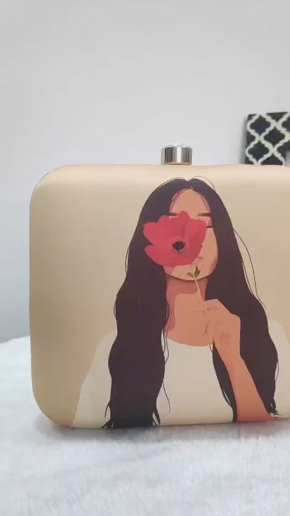 Quirky Naari printed box clutch