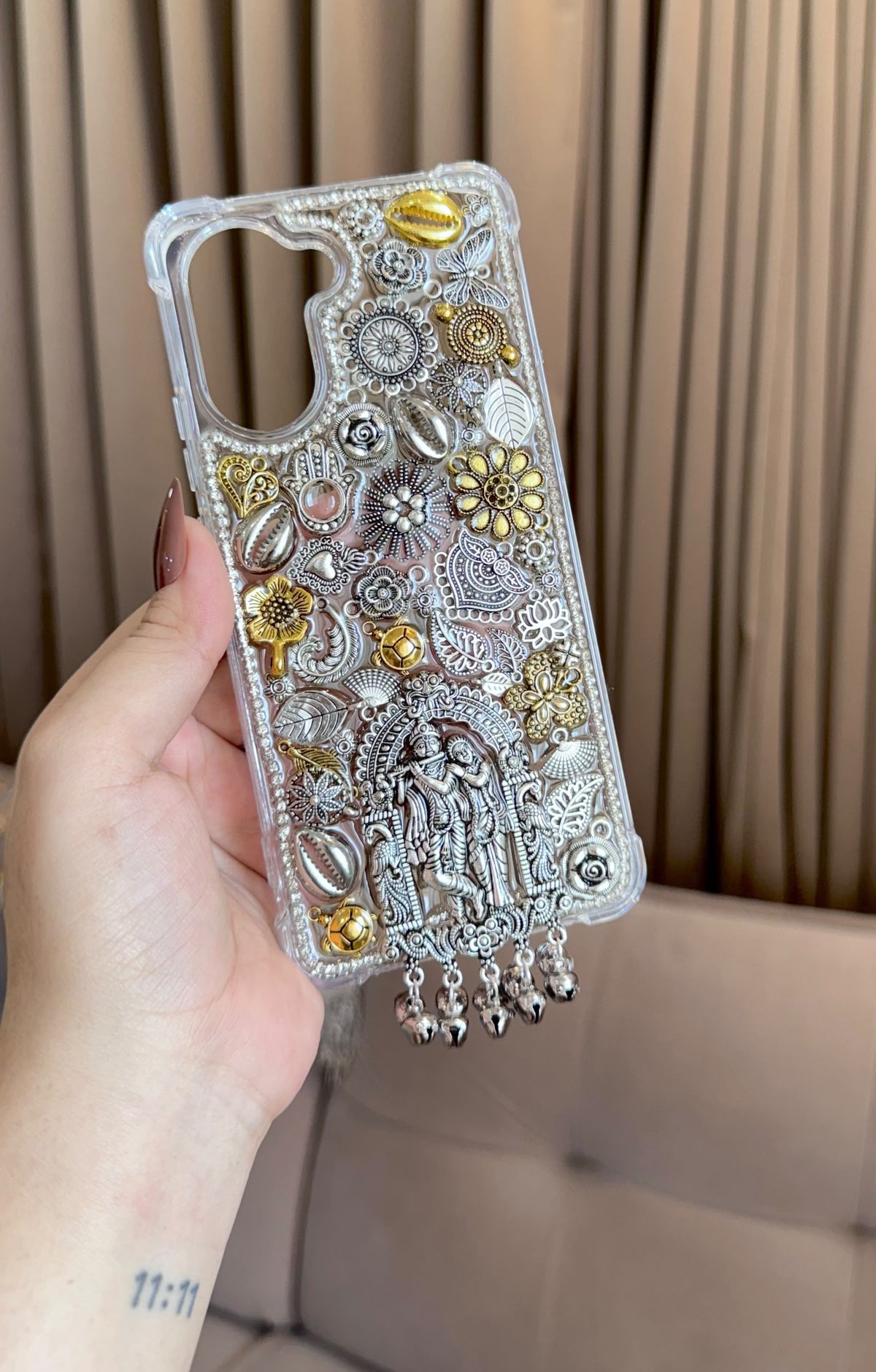 Radha krishna blessed Oxidised & Antique Embellishments PHONE COVER