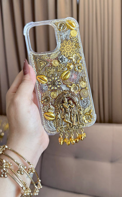Radha krishna blessed Oxidised & Antique Embellishments PHONE COVER