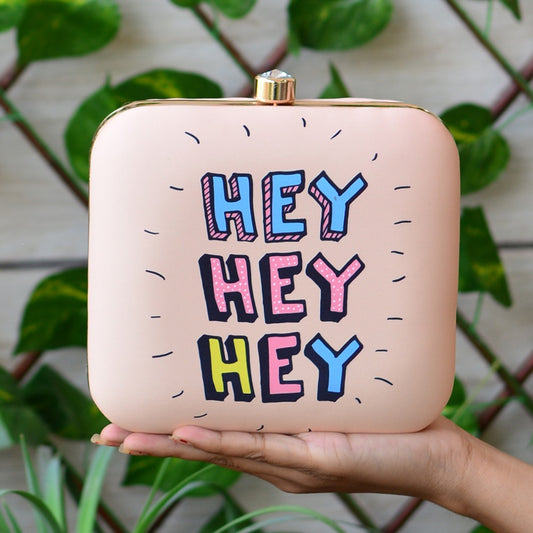 HEY HEY HEY digital print fabric clutch