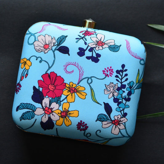 Light blue printed clutch bag - FLORAL Beauty