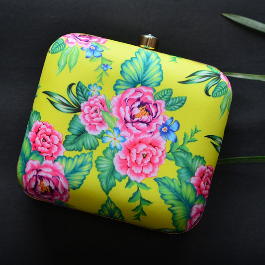 Yellow printed clutch bag - FLORAL Beauty