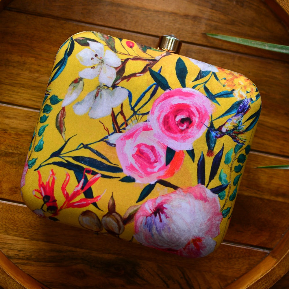 Yellow printed clutch bag - FLORAL Beauty