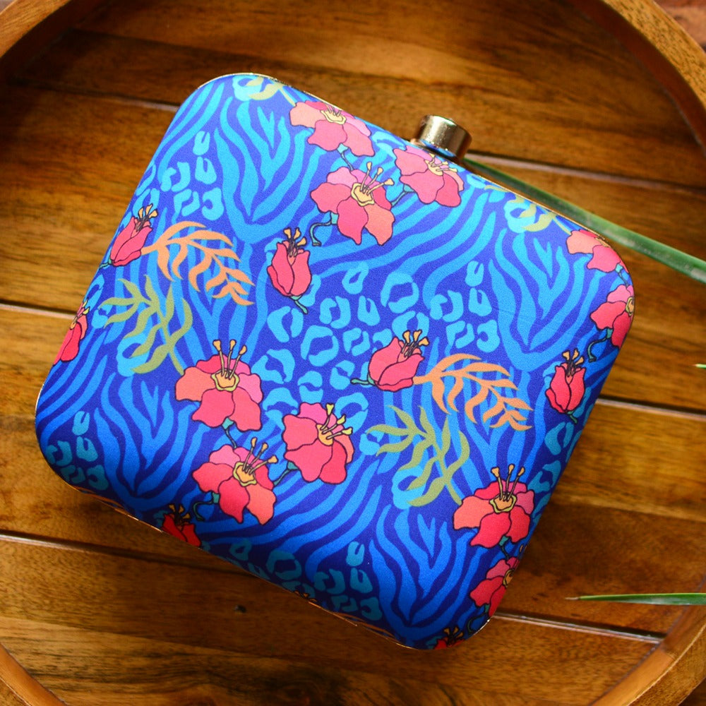 Blue printed clutch bag - FLORAL Beauty