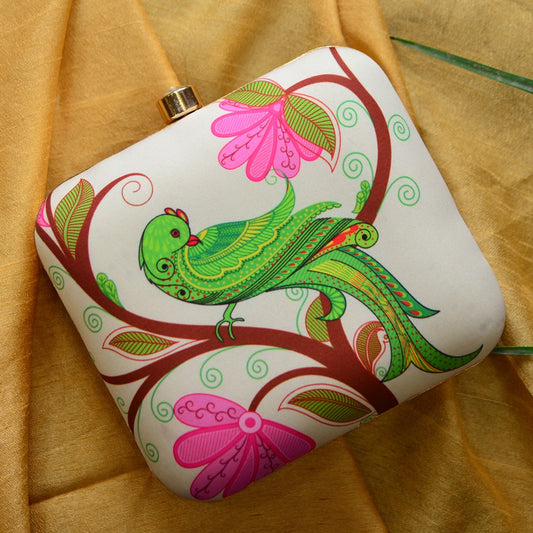 Off white printed clutch bag - FLORAL Beauty