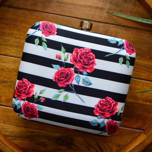 White printed clutch bag - FLORAL Beauty