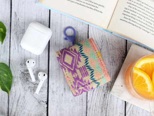 Clip On Airpods/earpods /earbuds cover- Geo Pastel