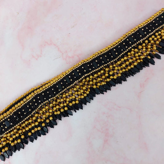 Black and golden bead work waistbelt