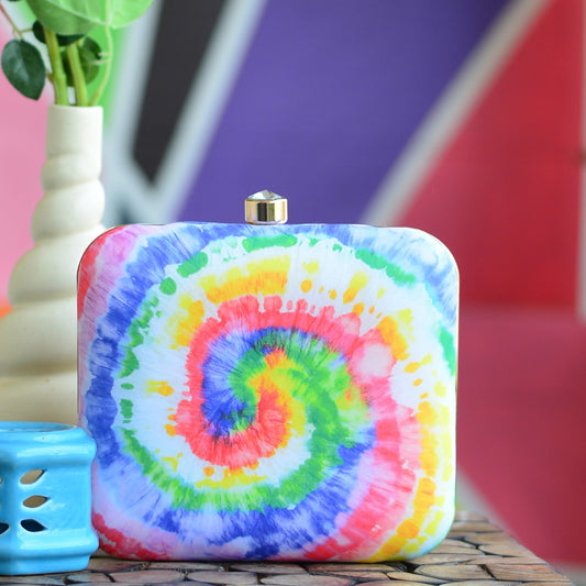 TIE & DYE printed fabric clutch