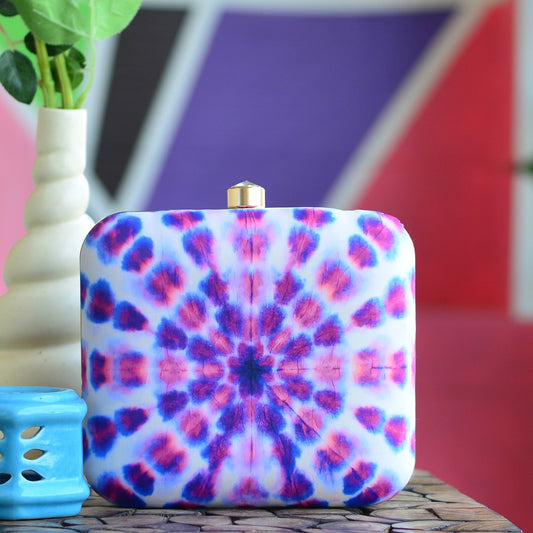 TIE & DYE printed fabric clutch