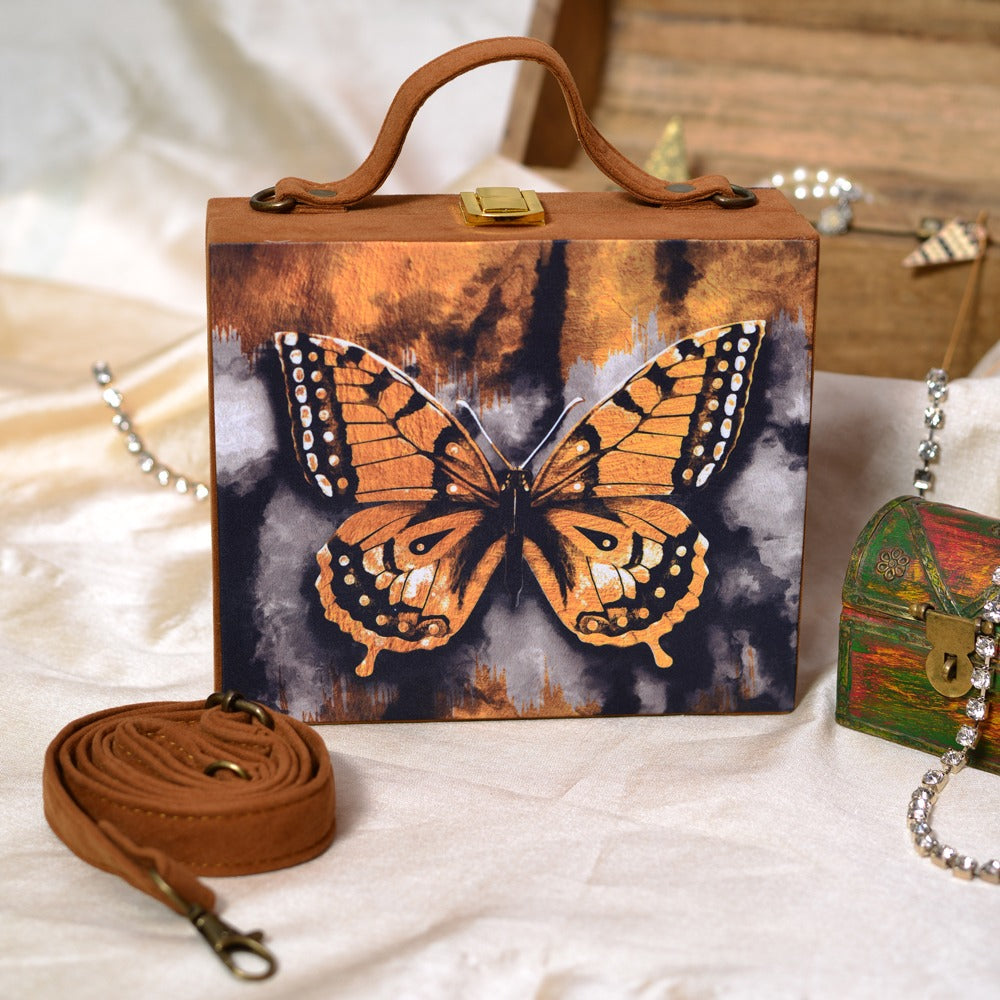 Printed Collection in Suitcase Style - Brown Butterfly