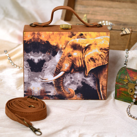 Printed Collection in Suitcase Style - Brown Elephant